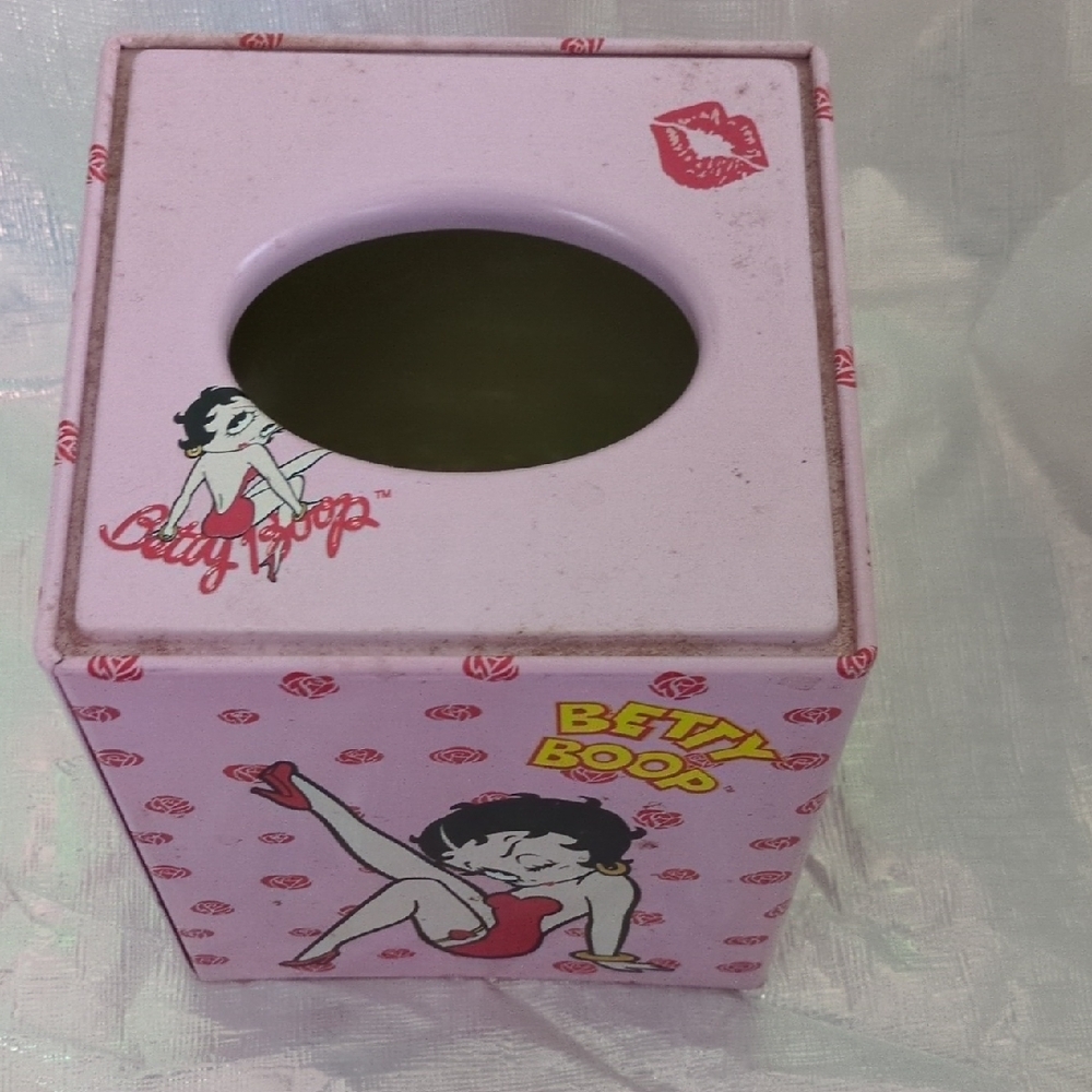 Betty Boop Pink Tissue Box Cover, Tin